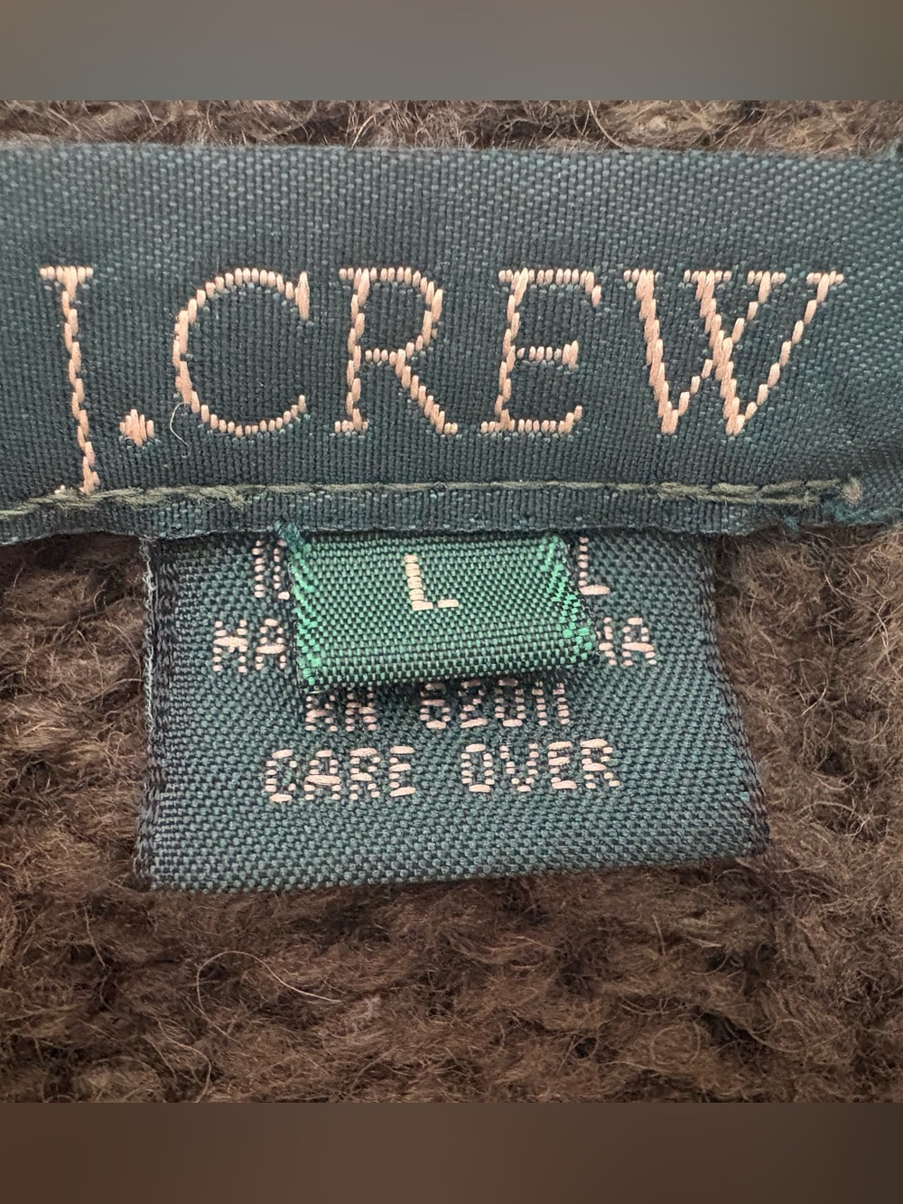 Vintage J. Crew 100% Wool Olive Green Cable-Knit Cropped Cardigan Size Large - Picture 2 of 4
